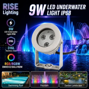 IP68 Waterproof 3x3W 316L Stainless Steel 24VDC 2700-6500K CRI 80 LED Underwater Light For Aquarium Swimming Pool