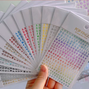 WG719-720 3D Colorful English Letter Nail Art Stickers Alphabet Nail Decals Decorations