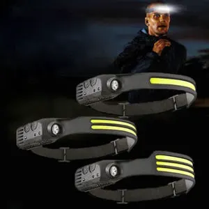 Brightenlux Waterproof Ultralight Camping Headlight Head Torch COB LED Rechargeable Sensor Silicone Headlamp For Running Hiking