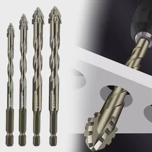 Four-Edged Serrations Drill Bit Set Drilling Tools for Glass Tile and Concrete 6/8/10/12mm Multifunction Drill Bit Set Tools