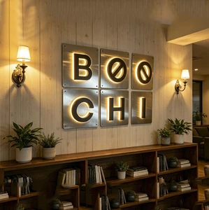 Waterproof 304 Stainless Steel 3D Halo Illuminated Signage Wall LED Backlit Light up Logo Sign Metal Halo Lit Channel Letters