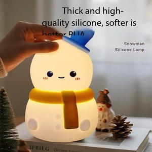 Wholesale Christmas Snowman Modern Cute LED Lamp Rechargeable Silicone Night Light with Touch Control for Kids' Bedroom Decor