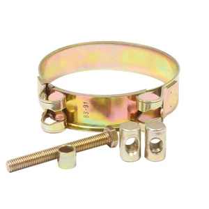 Yellow Zinc Plated Carbon Steel European Type Heavy Duty Hose Clamp Adjustable Single Bolt Hose Clamp for Tube Connection