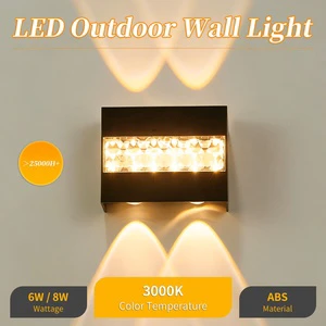 High Quality Wall Light Plastic Three Sided Luminous Black Warm Light Outdoor Garden Wall Lights/Wall Mounted Wall Lamps