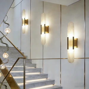 Modern Minimalist Style 10W LED Dimmable Wall Lamp with Brass, Alabaster High CRI 95 for Indoor Living Room