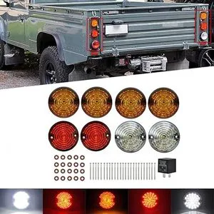 Coloful 8PCS LED Upgrade Kit Turn signal Indicator Lamp for Land Rover Defender 90 110 1983-90 Brake Stop Tail Position Lights
