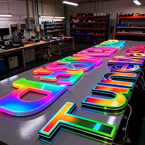 Animated RGB LED Channel Letter Sign Flowing Color Effect 3D Illuminated Letter Custom Programmable Signage Wholesale Factory