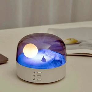 Elegant Modern Moon LED Night Light with Music Speaker ABS Material USB Type-C Rechargeable
