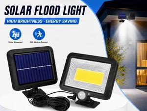 Solar Powered LED Flood Light with Motion Sensor Outdoor Security Lamp Energy Saving Garden Wall Lighting for Garden Yard Patio