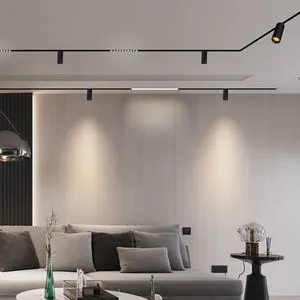 Modern Style Surface Mounting LED Track Light Pendent Lighting Control Dimming Magnetic Rail System for Home Mall Aluminum Lamp