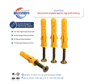 High Precision A2-70 Grade Zinc Plated Stainless Steel Flat Head Coarse Thread Wall Wood/Plastic Anchor Screw Expansion Screws