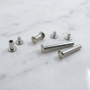 Stainless Steel Flat Head Semi-Tubular Rivets, Custom Size Hollow Rivets For Furniture Leather Hardware