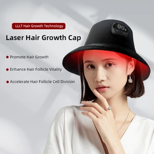 Manufacturer Direct Supply Professional Portable Infrared Light Therapy Cap 800mAh Battery 182 Lamp Beads Fiber Cloth Black Head