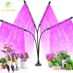 Joystar Dimmable 4 Heads LED Grow Light IP44 Waterproof USB Clip-On Gooseneck Bloom Max90W 3/9/12H Timer Red Blue Spectrum