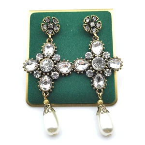 Super Fairy Korean Version New Tassel Earrings Gold Petal Crystal Diamond Pearl Water Drop Flower Shape Long Fashion Wholesale