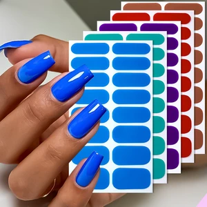 Salon Quality Autumn Winter Pure Color Design Press-On 22 Strips Nail Stickers No Baked Lamp Pre-curing UV Free Gel Nail Wraps