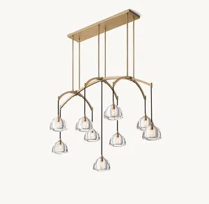 Adjustable Height Crystal Branch Chandelier Fishing Style for Restaurant Living Room Rectangle Shape Middle Size for Application