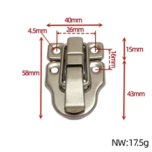 Various Color 40x58mm Metal Wooden Box Lock Toggle Latch Buckle Clasp