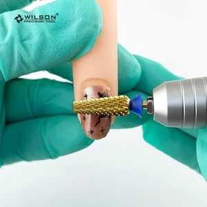 New Large Tapered Barrel Bits Safety Bottom TiN Coating Salon Polisher Nail Drill Gel Acrylic Tungsten Carbide Material