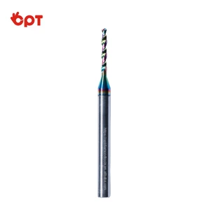 OPT Extended Micro Diameter Carbide Drill Bit with Black Oxide Finish 38mm Total Length for Metal Drilling and CNC Machining