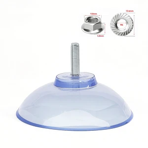Cross-border Wholesale 84 mm Suction-cup Plastic Transparent Glass Hook M6 Screw Rod Foot Pad Wall-mounted Storage Model Hook