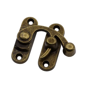 Luxury Right Latch Hook Swing Lock with Antique Clasp Zinc Alloy Material for Wood Boxes