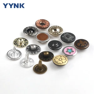 Fast Fashion Selected Custom Engraved Logo Metal Pocket Button Brass Enamel Jeans Metal Button Rivets For Denim Pants Clothes