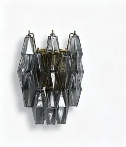 French Murano Retro Glass LED Wall Lamp with Iron Frame High Brightness for Living Room Background Lighting