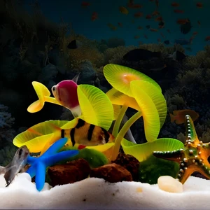 Silicone Coral Fluorescent Soft Coral Aquarium Landscaping Transparent Colored Anemone Artificial Saltwater Tank Scenery Aquatic