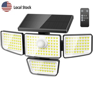 US Stock Solar Wall Light Outdoor Motion Sensor LED Security Light IP65 Waterproof Remote Control Garden Yard Lamp Fast Shipping