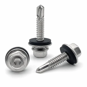 Hex Head Self Drilling Screws with EPDM Washer, Stainless Steel Roofing Tek Screws for Metal Construction Class 4.8&6.8