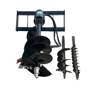 Skid Steer Hydraulic Heavy Duty Auger Frame, Drive And Bit Post Hole Digger With 3 Drilling 6