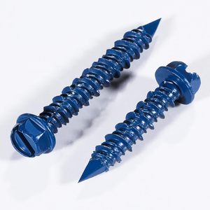 Steel Slotted Hex Head Blue Concrete Screw Anchors 1/4 X 1-3/4 Inch For Masonry Block Or Brick Stucco
