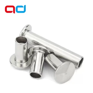 Stainless Steel Grade 304 Flat Round Head Semi Hollow Rivet 0.188in Diameter 1-2 Grip Range Female Straight Pair Locking Rivet
