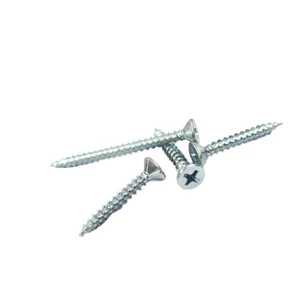 Cross Countersunk Head Ribbed Self-Tapping Screws Carbon Steel Blue White Zinc Hardened Flat Scraper Wood Screws