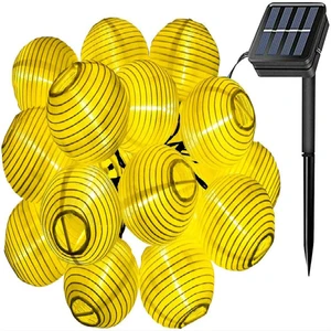 Outdoor Waterproof 10LED Fabric Lantern Lampion Solar String Light for Garden Outdoor Landscape Courtyard Wedding