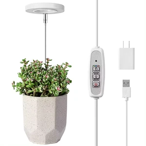 Halo Plant LED Grow Light with Timer USB Rechargeable Small Pot Lighting for Hydroponic Soil Indoor Plants