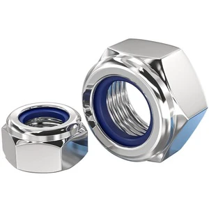 LSM 304 Stainless Steel Polished Hex DIN985 Self-Locking Fine Tooth Nut Anti-Loose Metric Size Class 6.8 Right Hand