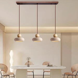 New Designs 2026 Linear Restaurant Over Kitchen Counter Chandelier Travertine Wood Marble Pendant Lamp Zhongshan Fixtures