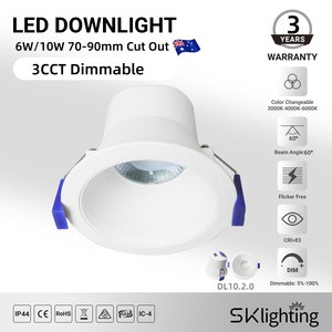Anti-glare Spot Down Light Home Lamp Store LED Downlight 10W 90mm Ip44 Waterproof 3cct Saa Recessed Dimmable Ceiling SpotLight