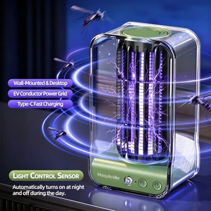 Rechargeable Electric Mosquito Killer Lamp 395Nm UV Light Wave Trap Silent Shock Insect Zapper Wall Desktop Dual Use