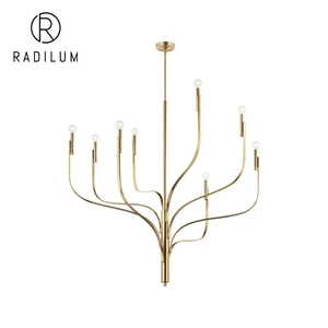 Organic Modern Livadia Chandelier Nordic Luxury Grand Foyer Brass 8 Light LED Branching Candelabra High Ceiling Pendant Lamp