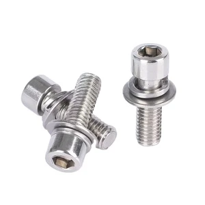 A2-70 Stainless Steel Sems Screw Hex Socket Head Cap Bolt Pre-Assembled Allen Sems Bolt for Industrial Machinery