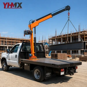 Compact 1 Ton Rotating Truck Jib Crane, Hydraulic Powered Small Hoist For Goods Loading