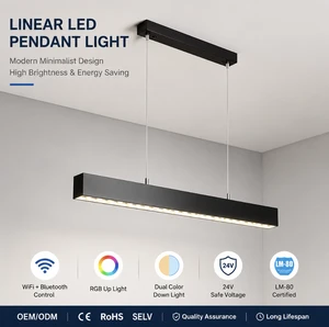 Smart LED Light Dimmable Aluminum RGB Music Sync APP Control For Gaming Room Home Decor Modern Rgbw Linear Pendant And Down