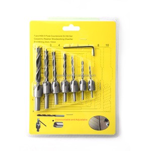 NAIPU 7pcs 3mm-10mm HSS Wood Drill Set HSS Woodworking Electric Countersink Drill Bit Set