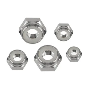 New Silver Titanium Insert Hex Jam Lock Nuts 3/8-163/8