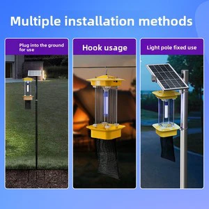 Solar-powered LED Bug Zappers Killer Insecticidal Lamp Outdoor Waterproof IP33 Electric Shock Trap Greenhouse Orchard Garden