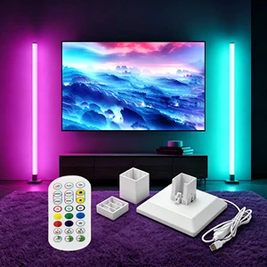 Smart Floor Lamp RGBIC Music Sync, Sound Activated Dimmable Rhythm Light, App Voice Control Modern Minimalist LED