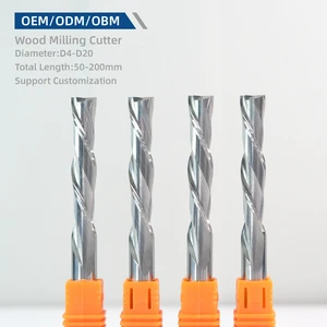 Left Hand 2 Flute High Precision Tin Carbide Wood Router Bit High Helix Milling Cutter for High Speed CNC Engraving Machine